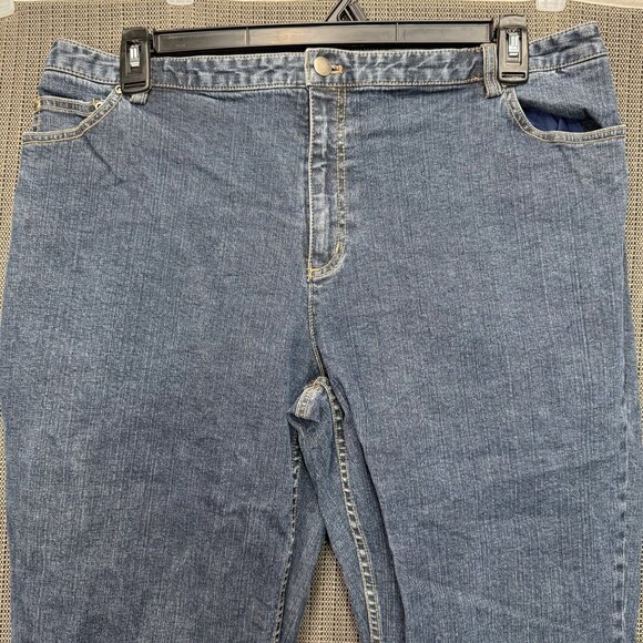 Casual Corner Annex Womens Size 18W Blue Stretch Denim Cropped Cuffed Hem Jeans - Picture 4 of 10